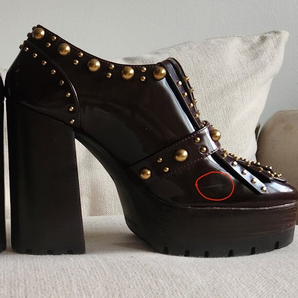 *NEW* Michael Kors Alberta Chestnut Studded Platform Loafer Pumps - Sz 7 - Picture 10 of 11